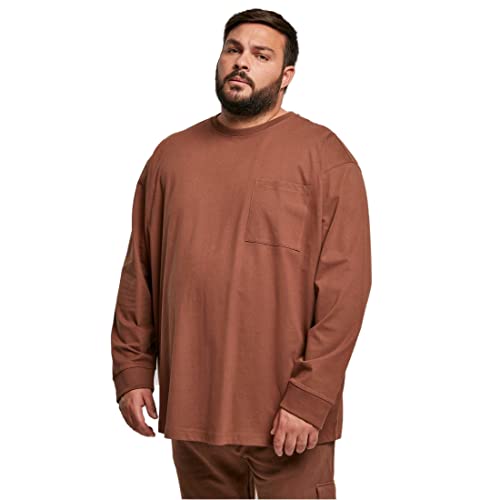 Urban Classics Męski T-shirt z długim rękawem, z kieszenią na piersi, ciężki materiał, Heavy Oversized Pocket Longsleeve, dostępny w 4 kolorach, rozmiary XS-5XL, Bark., S