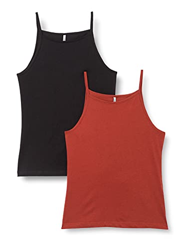 ONLY Top damski, Burnt Henna/Pack:black, S