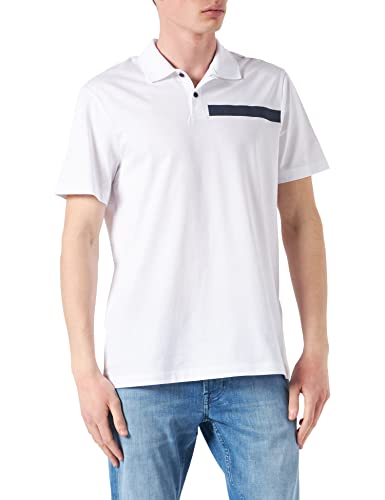 Armani Exchange Męska koszulka polo w paski na sercu, biały, M
