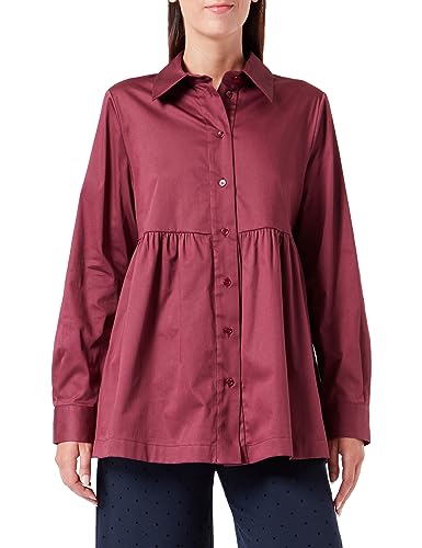 Seidensticker Damska bluzka - modna bluzka - Regular Fit - kołnierz koszuli - długi rękaw - mieszanka bawełny, bordowo-czerwony, 36
