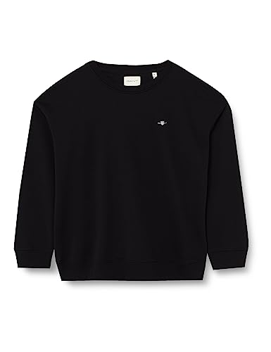 GANT Damska bluza REL Shield C-Neck Sweat, czarna, standardowa, czarny