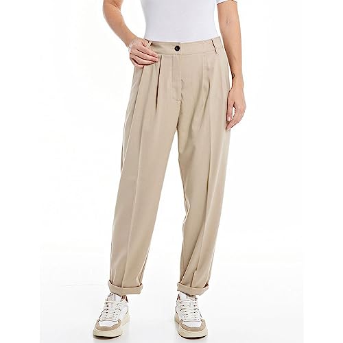 Replay Damskie spodnie carrot z wysokim stanem, 769 beżowy, 27W