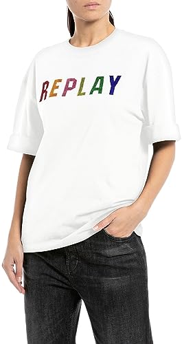 Replay Damska koszulka oversize, 001 White, L