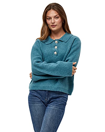 Peppercorn Damski sweter z długim rękawem Jayda, Storm Blue Melange, XXL