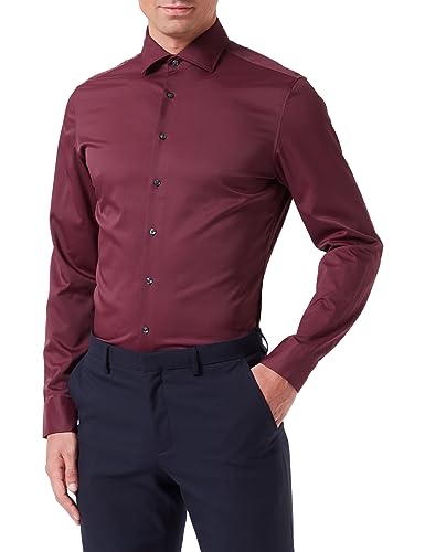 Seidensticker Męska koszula slim fit z długim rękawem, ciemnoczerwona, 44 EU, ciemnoczerwony, 44