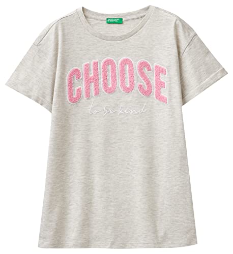 United Colors of Benetton Koszulka dziewczęca z krótkim rękawem, Grigio Melange Chiaro 517, XL