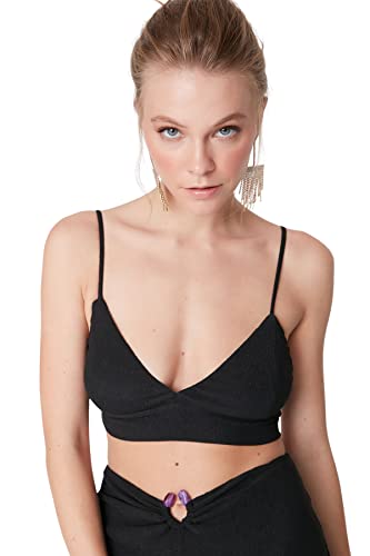 Trendyol Crop Top - różowy - gładki, Czarny, 32