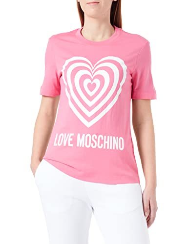 Love Moschino Damska koszulka o regularnym kroju z krótkim rękawem, fuksja, 46, Fuchsia, 46