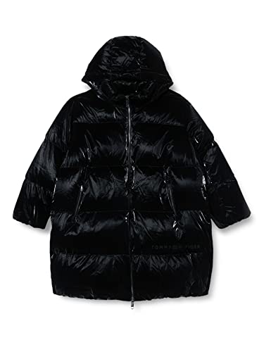 Tommy Hilfiger Damski CRV metaliczny puchowy płaszcz tkany, czarny, 50, Czarny