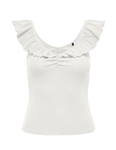 Bestseller A/S Damski ONLLAILA S/L Frill JRS Top, Cloud Dancer, L, Cloud Dancer, L