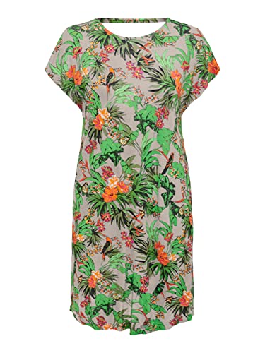ONLY Sukienka damska Onlflawsome S/S JRS, Pumice Stone/Aop: tropikalny, XL