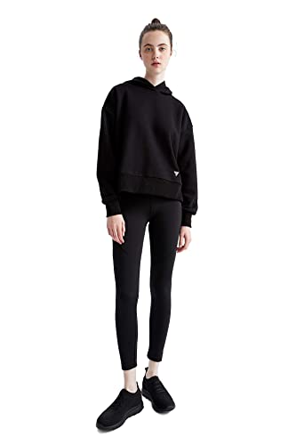 DeFacto Sweter z długim rękawem damski - okrągły dekolt bluza damska (czarny, XL), czarny, XL