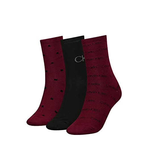 Calvin Klein Damskie skarpety Lurex Gift Box Casual Sock (3 sztuki), Burgundy Combo, rozmiar uniwersalny