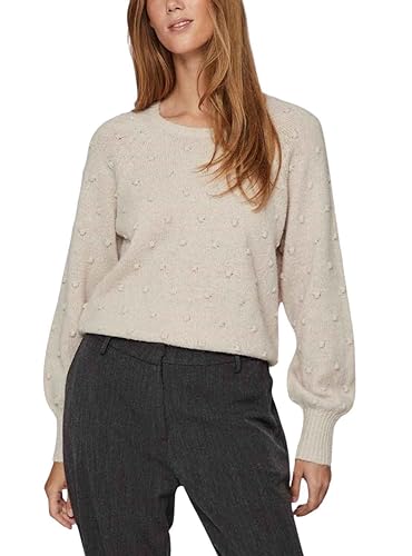 Vila Vituli L/S O-Neck Knit Top/Su/Pb sweter z dzianiny, beżowy, M