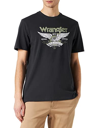 Wrangler Koszulka męska Americana Tee T-Shirt, Faded Black, L, Faded Black, L