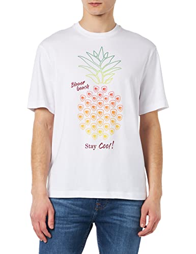 Blauer Męski t-shirt z krótkim rękawem, 100 biel optyczna, 44, 100 białych optyczny, 42
