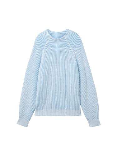 TOM TAILOR Sweter damski, 32624 – prążkowane prążki w kolorze białym, L
