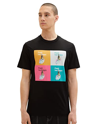 TOM TAILOR Denim Koszulka męska 1036470, 2999, czarna, XS, 2999 - Black, XS