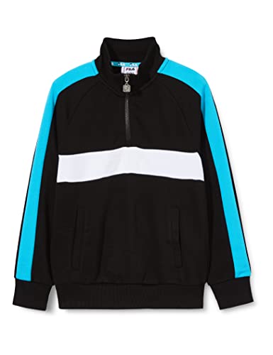 FILA Bluza chłopięca Wyatt Half Zip, Black-Scuba Blue-Bright White, 134-140