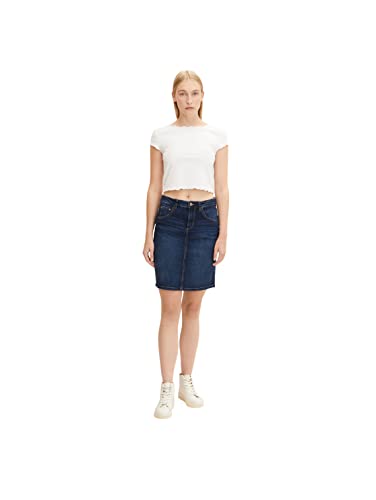 TOM TAILOR Damski spódnica jeansowa 1032670, 10282 - Dark Stone Wash Denim, 32