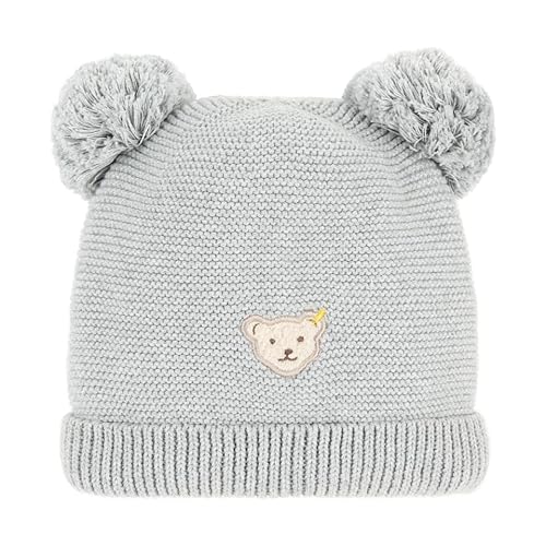 Steiff Dziewczęca czapka z pomponem, Soft Grey Melange, 53 cm