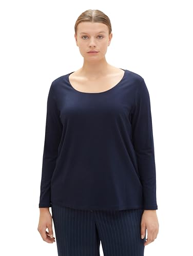 TOM TAILOR Damska koszulka z długim rękawem Plussize, 10668 - Sky Captain Blue, 48