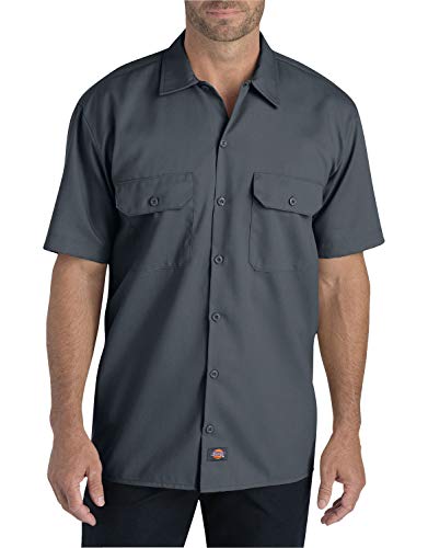 Dickies Męska koszula robocza z krótkim rękawem elastyczna z diagonalu duża, Grafitowy, 3XL