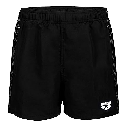 Arena Boys' Beach Boxer Solid R Swim Trunks Unisex-dla dzieci i młodzieży, Czarno-biały, 8-9 anni