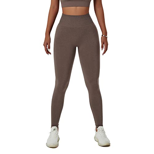 EULLA Leggins Joga Kobieta Nagie Uczucie Spodnie Sportowe Joga Kobiety Legginsy Damskie Fitness Miękkie Elastyczne, Jasnobrązowy, S