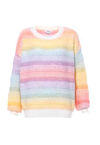 Sidona Damski sweter z dzianiny w paski z gradientem kolorów nylon tęczowy rozmiar XS/S, tęcza, XS