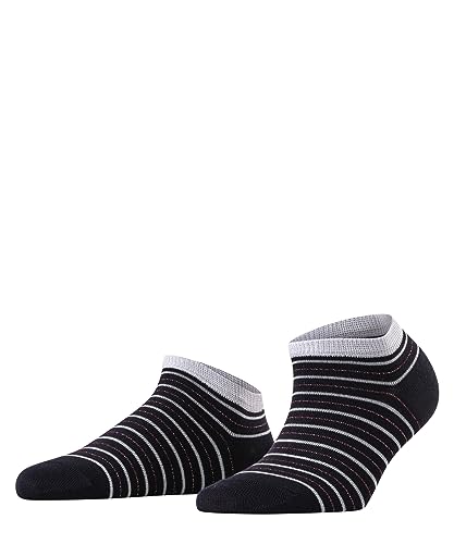 FALKE Kobiety Skarpety do trampek Stripe Shimmer W SN Bawełna krótkie z wzorem 1 Para, Niebieski (Dark Navy 6370), 35-38
