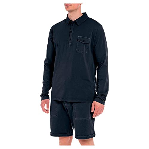 Replay Męska koszula polo M6453, 085 niebieska, XXL, 085 niebieski, XXL
