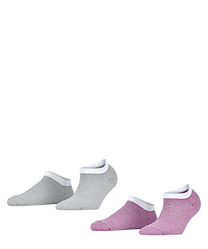 ESPRIT Kobiety Skarpety do trampek Fine Stripe 2-Pack W SN Trwała Organiczna Bawełna krótkie z wzorem 2 Pak, Wielokolorowy (Sortiment 0100), 35-38