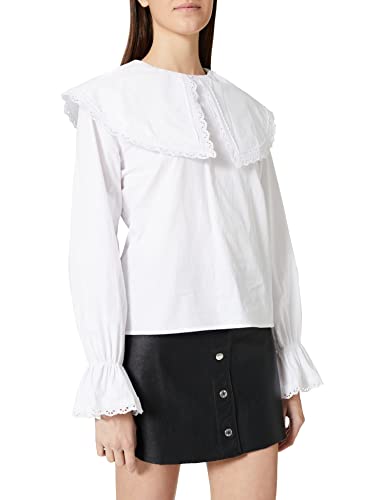 NA-KD Damska bluzka oversize z kołnierzem, biały, 42