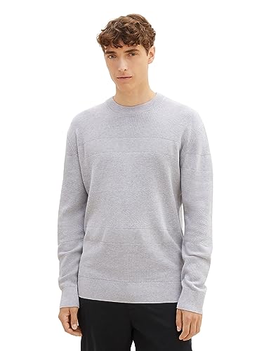 TOM TAILOR Denim sweter męski, 15398 – Light Stone Grey Melange, XS