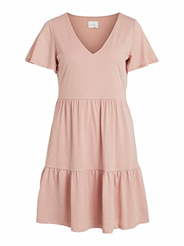 Vila Damska sukienka VINATALIE S/S krótka sukienka/KA/SU sukienka, Misty Rose, S, Misty Rose, S