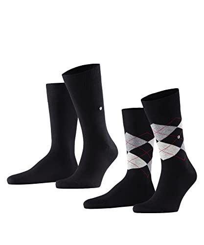 Burlington Mężczyźni Skarpety Everyday Mix 2-Pack M SO Bawełna z wzorem 2 Pak, Czarny (Black 3000), 40-46
