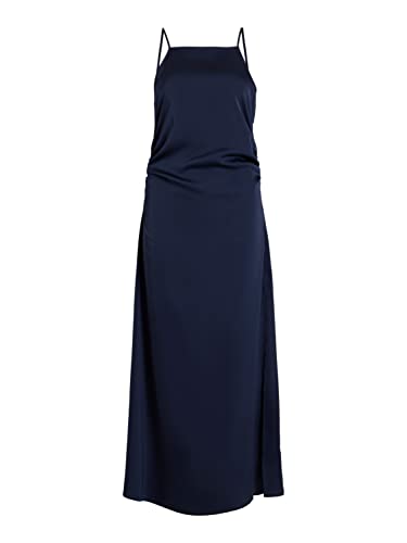 Vila Damska sukienka VIRAVENNA Singlet Slit Maxi Dress/BR/DC, granatowa marynarka, 38, granatowy blezer, 38