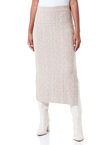 TILDEN Damska spódnica midi z dzianiny 39431312, beżowy melanż, XL/XXL, Be?owy Melan?, XL-XXL
