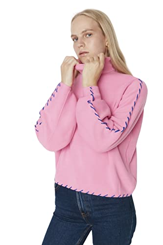 Trendyol Damska bluza z golfem zwykły regularny sweter, różowy, M