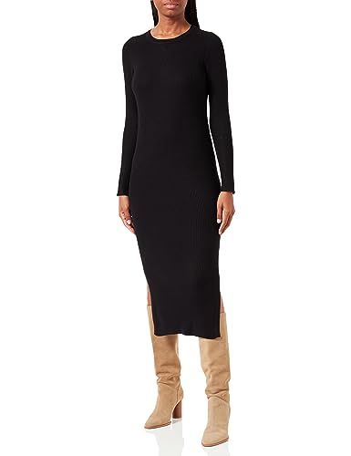 Bestseller A/S Damska sukienka VMGLORY Rib LS O-Neck Calf Dress GA NOOS, czarna, XL, Schwarz, XL