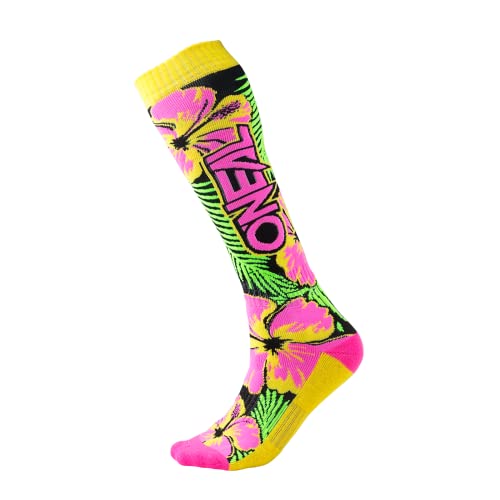 O'NEAL | Mountainbike Motocross Socks | MTB Downhill Freeride | Pochłaniające pot, wzmocniona pięta i podeszwa | Pro MX Socks Island | Unisex | Adult | Pink Green Yellow | OS
