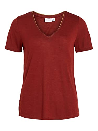 Vila Vinoel Lurex S/S Top Noos T-Shirt damski, Fired Brick, S