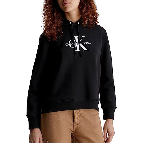 Calvin Klein Jeans Damska bluza z kapturem Archival Monologo, Czarny, L