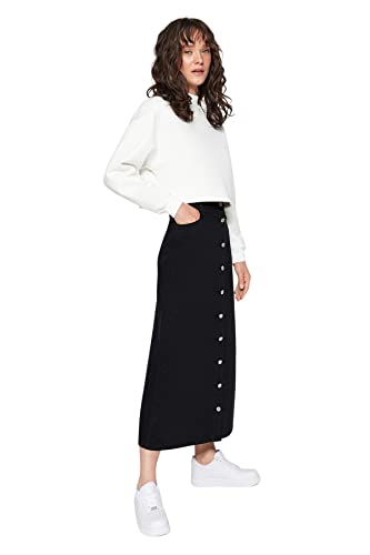 Trendyol Spódnica damska-czarna-Maxi, Czarny, 68
