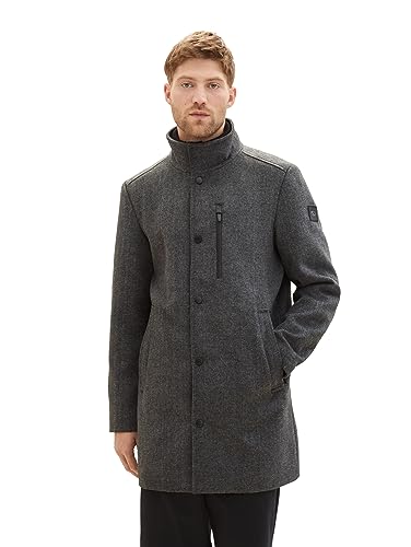 TOM TAILOR męski płaszcz wełniany, 30500 - Dark Grey Black Herringbone, L