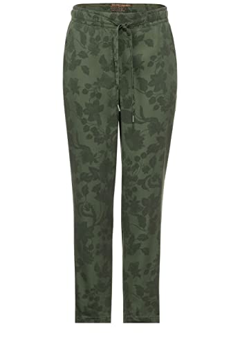 Cecil Damskie spodnie do biegania, B375357, wzór kwiatowy, zielony (Desert Olive Green), XXL (DE)