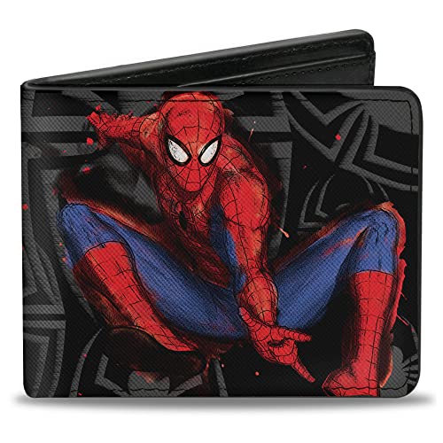 Buckle-Down Męski portfel dwukrotny Spider-Man dwuskładnikowy, wielokolorowy, 10 cm x 8 cm