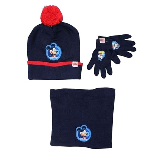 Disney Czapka Rękawica Ukrywa Szyję Mickey Chłopiec, granatowy, rozmiar uniwersalny