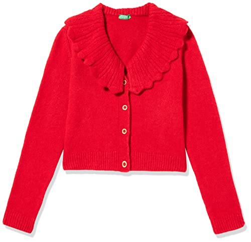 United Colors of Benetton Dziewczęcy kardigan M/L 17BTC600D kurtka z dzianiny, czerwony 015, 170 cm